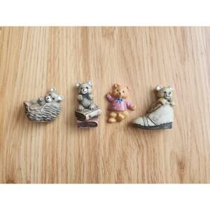 Lot 4 Bear Fridge Magnets Resin & Plastic Vintage Style Collectible Decor Set